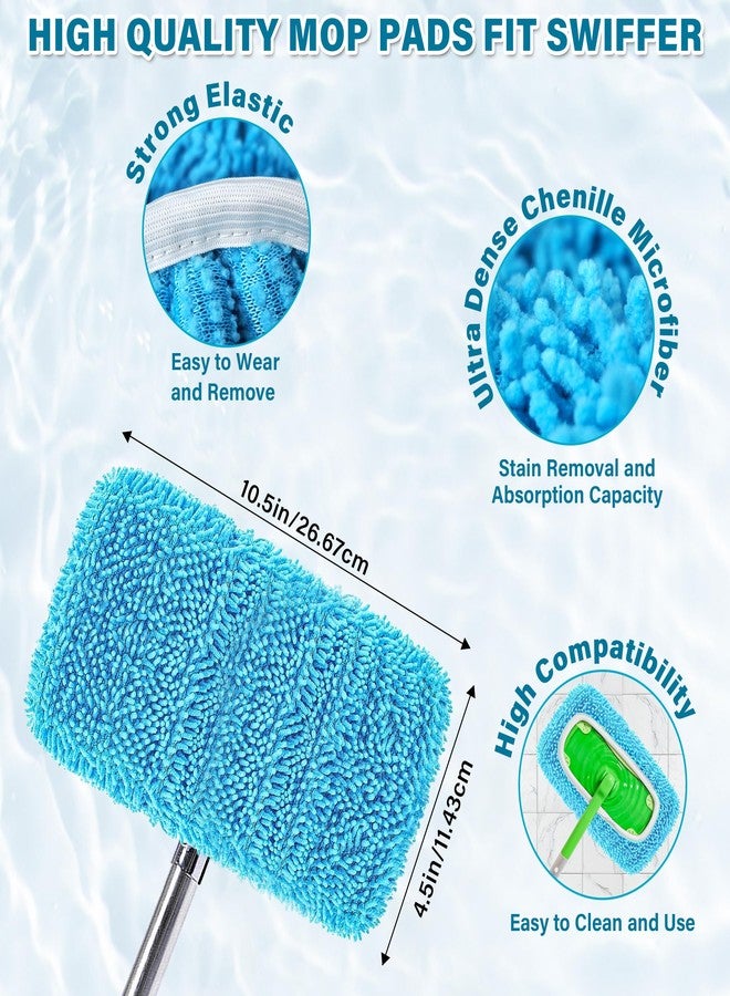 PeliZen 8 Pack Reusable Microfiber Mop Pads Dry Sweeping Cloths and Wet Mopping Cloths Washable Reusable Mop Pads Refill for Tile, Sealed, Hardwood Surface Floor Cleaning (Blue) - Image 3